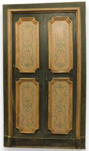 PTL501 - Porta laqueada, duas folhas, com moldura, época século XVIII, medidas da abertura cm L 100 x A 212